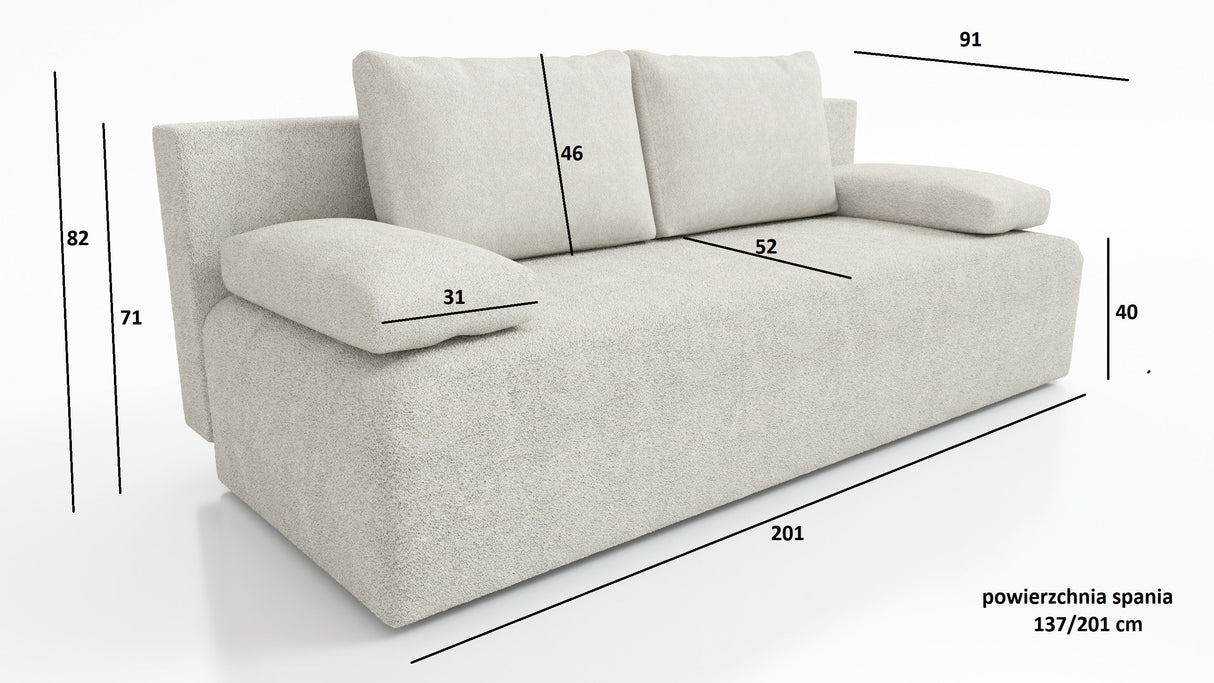 NEW!! SOFA BED ZOYA 201cm SZTRUKS 60